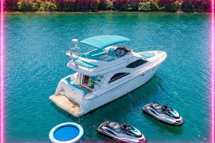 Private 50ft Blue Yacht Rental in Miami with Jet ski Options